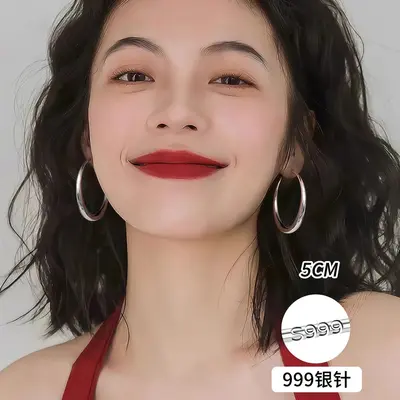 999纯银针圈圈耳环女轻奢高级感耳圈素圈耳夹耳钉大圆圈耳饰批发 - 9