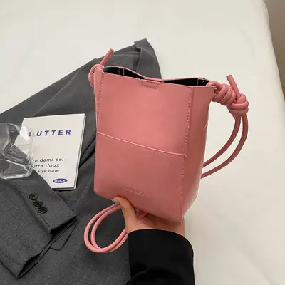 2025 Summer Popular Mini Small Bags for Women New Solid Color Foreign Style Crossbody Bag Korean Style Textured Bucket Bag - 10