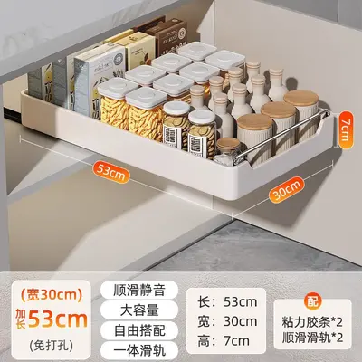 Kitchen under-sink tiered pull-out storage basket - 9
