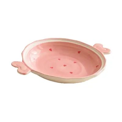 Double Heart Ceramic Plate with Heart-Shaped Handles