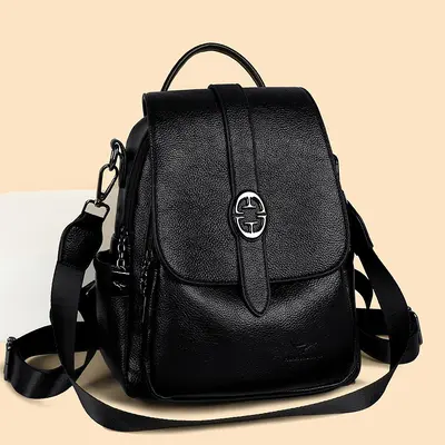 Retro Soft Leather Women's Backpack, Large Capacity - 4