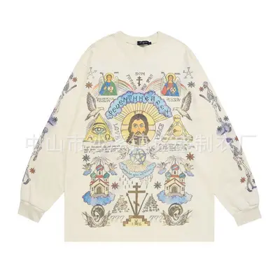 Herren Langarm-T-Shirt locker, Herbst, Cartoon-Print, Großgrößen