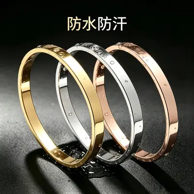 Titan-Stahl Armband, 18K vergoldet, 10 Steine mit Schiebeknoten - 4