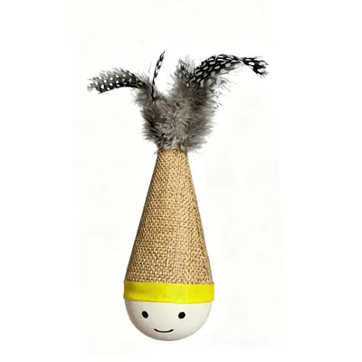 Wobbling Feather Cat Teaser Wand with Roly-Poly Base for Energy Burning - 9