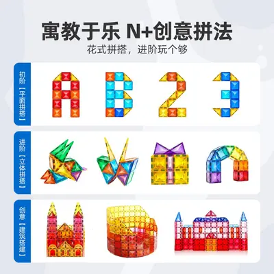 Magnetic Window Tiles Children's Educational Magnetic Building Blocks, Compatible with Mil - 6