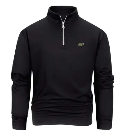 Half-Zip Terry Loop Sweatshirt with Embroidery, Autumn Winter - 7