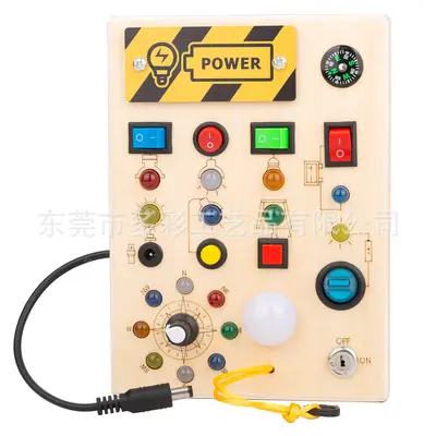 Ahşap LED Işıklı Meşgul Tahta Çocuk Erken Eğitim Oyuncağı - 8