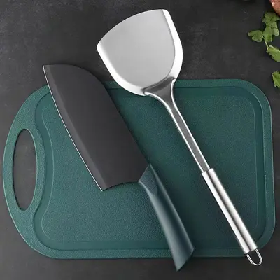 Mutfak bıçağı, kesme tahtası, paslanmaz çelik mutfak eşyaları, kalınlaştırılmış set, ev bıçağı, keskin dilimleme bıçağı, kesme tahtası, yurt mutfağı - 10