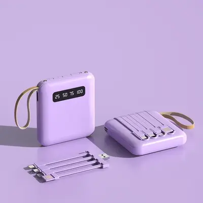 Cross-border wholesale 3C certified power bank customizable 20000mAh large capacity mini portable charger with built-in cable - 8
