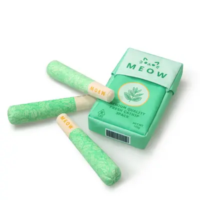 Green Simulated Cigarette Pack Plush Dog Toy, Squeaky, with Catnip