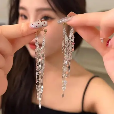 Tassel earrings elegant style lightweight luxury - 12