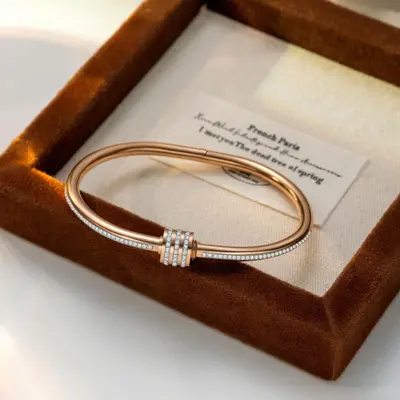 Gypsophila Titanstahl-Armband mit kleinem Taillenbund für Frauen, hochwertiges flaches Ring-Armband, Handschmuck-Armband, zugänglicher Luxus im Nischensegment - 13