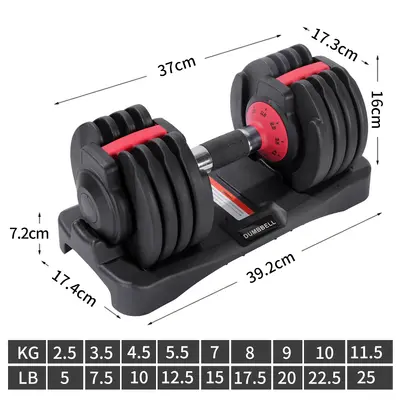 Grenzüberschreitendes 25BL-Griffsystem mit interner Verstellung, verstellbares Hantelset, 9 Stufen, 11,5 kg, schneller Gewichtswechsel - 4