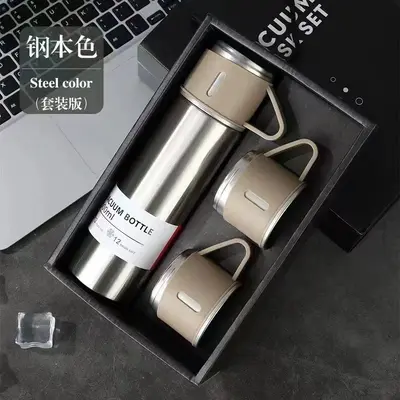 跨境一杯三盖不锈钢保温杯礼盒套装500ml男商务泡茶礼品杯印LOGO - 8