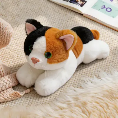 Sitting and Lying Cat Plush Toy, Tabby and Blue Cat Comfort Doll - 10