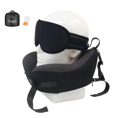 Memory-Foam-Nackenkissen und Schlafmaske, 2-in-1, Reisekissen