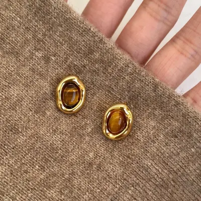 14K gold-plated geometric earrings, vintage style - 10