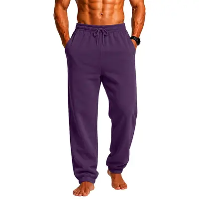 Men's Solid Color Sweatpants, Elastic Waist with Drawstring, Plus Size - 11
