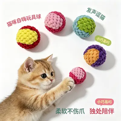 Cat Toy Ball, Self-Play Squeaky, Bite and Scratch Resistant - 2