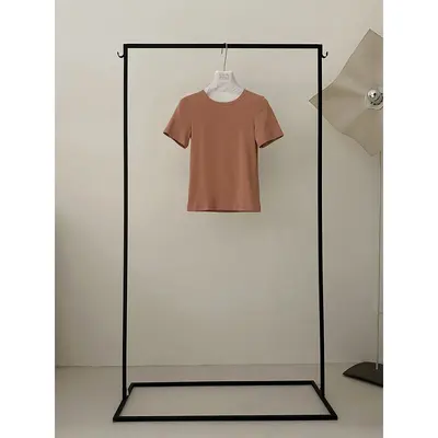 Women's Crew Neck Straight Shoulder T-Shirt, Short Sleeve, 7 Colors - 12