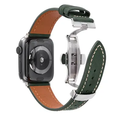 Men's Genuine Leather Apple Watch Strap, Butterfly Buckle, Series 1-7 - 12