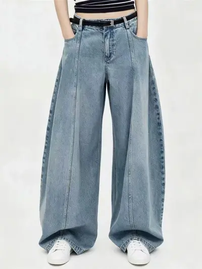 Weite Jeans mit hohem Bund, Ballonhose, Herbst 2026
