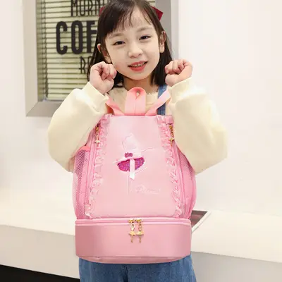 Girls' Latin Ballet Dance Backpack with Shoulder Strap, Printable Princess Design - 5