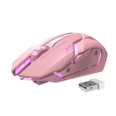 Fabrik-Neuware stille niedliche LED-beleuchtete rosa kabellose Wireless-Maus mit Akkuladung Gaming-Maus mechanische Maus - 8
