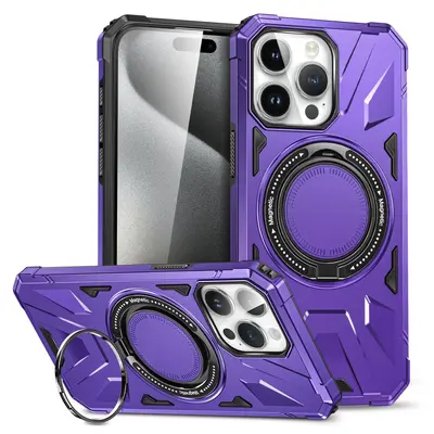 Phone case for iPhone 15 Pro Max, magnetic stand, PC+TPU - 12