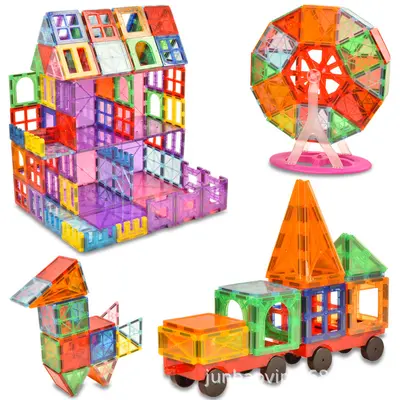 Manyetik Yapı Blokları, Renkli Pencere Levhalı Erken Eğitim Puzzle Oyuncağı - 3