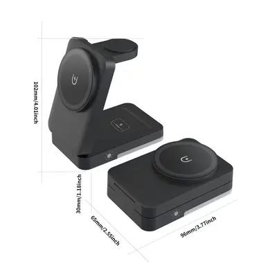 Foldable 3-in-1 Magnetic Wireless Charger for Apple Phone, Earphones and Watch - 8