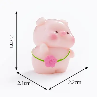 Cute Cherry Blossom Piglet Figurine for Dollhouse and DIY Decoration - 7