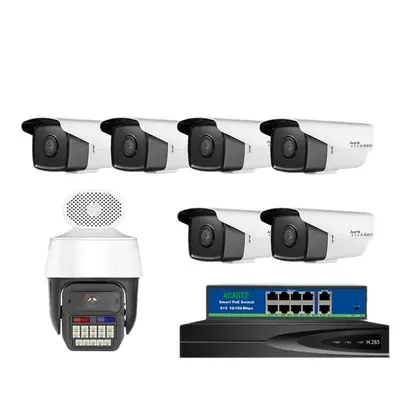 Leistungsstarke 8-Megapixel-Hochauflösungs-Überwachungskamera, Außenbereich wasserdicht, bidirektionales Intercom, POE-Dome-Überwachungsset