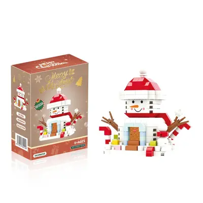 Çocuklar için Noel temalı mikro yapı taşı seti, Noel Baba, kardan adam ve ağaç ev - 11