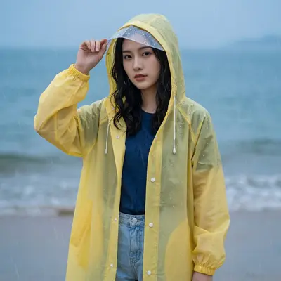 Reusable long raincoat, heavy rain protection - 3