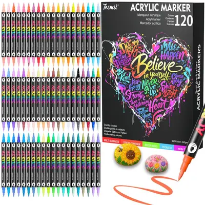 Dual-Tip Acrylic Marker Pen Set, Water-Based, DIY Painting - 11