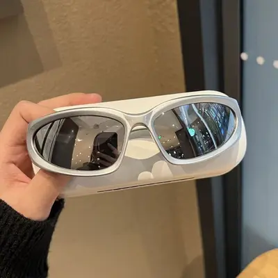 Silver Punk Sunglasses with Mechanical Metal Detail - 3