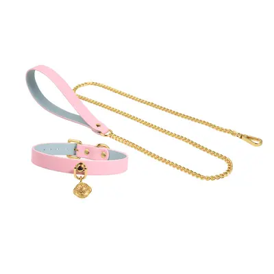 Gold Small Bell Dog Collar with Leash, Women's Pull Rope - 7