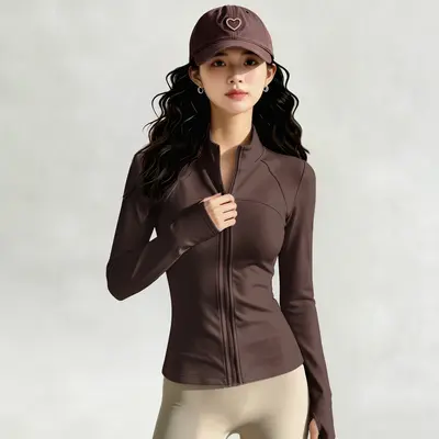 Women's yoga jacket, zip-up, slim fit - 10