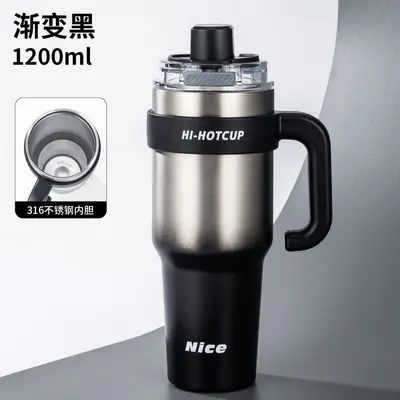 Large-Capacity Men's Thermos with Ceramic Liner and Straw Lid - 7