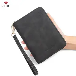 RFID korumalı pasaport cüzdanı, fermuar kapanış, büyük kapasite - 13