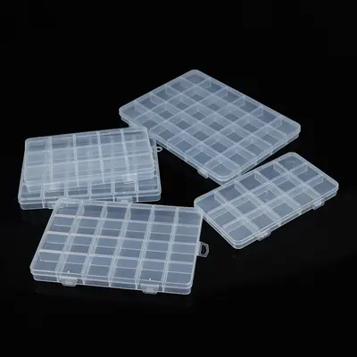 Kart yuvası sabit şeffaf PP plastik kutu 10 bölmeli 15 bölmeli 24 bölmeli 28 bölmeli ambalaj kutusu masaüstü küpe takı saklama kutusu - 2