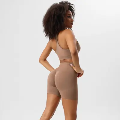 Herbst-Yogaset, 3-teilig, nahtlose Yogahose, Sport-Top und langärmliges Oberteil - 12