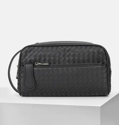 Men's Clutch, Handwoven Toiletry Bag, Double-Layer with Zipper - 9