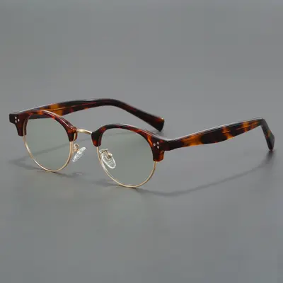 Unisex Retro-Brillengestell in Schildpattoptik, halbrandlos