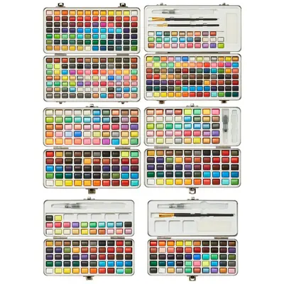 Solid watercolor pigment, metal box, pearl color, student set - 5