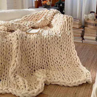 Nordic Solid Color Decorative Throw Blanket, Plain Knitted Throw, Minimalist Light Luxury Sofa Bedroom Bed End Nap Air Conditioner Blanket