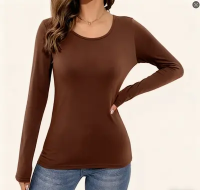 Women's Long-Sleeve Low-Neck Solid Color Base Layer Pullover - 8