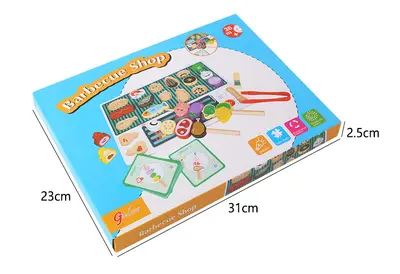 Ahşap barbekü oyun seti, rol yapma mutfak oyuncağı, erken öğrenme için - 7