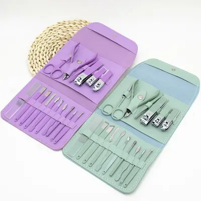 Nail scissor set 16-piece set nail cutting, manicure, beauty tweezers, pedicure knife, ear pick knife ready-made beauty tools - 8